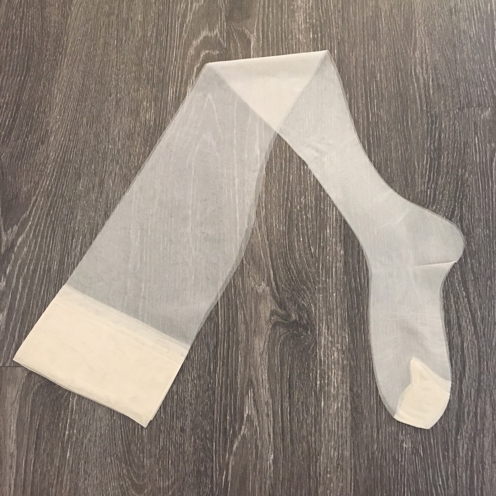 Vintage ivory/cream sheer thigh-high stockings